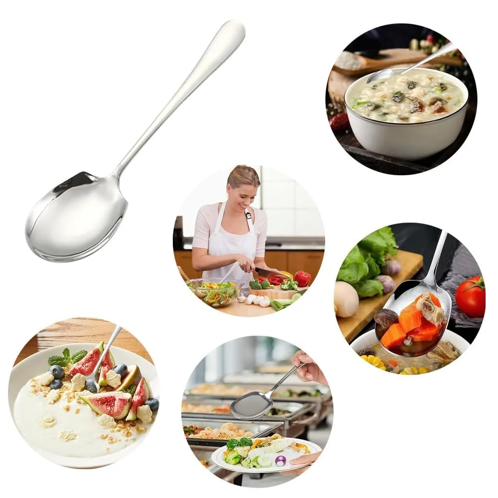 Ложка для сервірування 3 шт. з полірованої нержавіючої сталі велика 24 x 6.4 см, фото №6