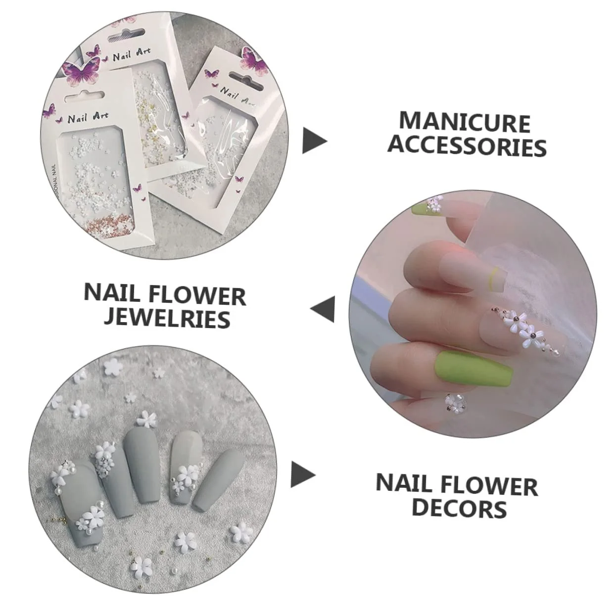 Прикраса для нігтів Housoutil 3 набори Квіти смола, фото №5