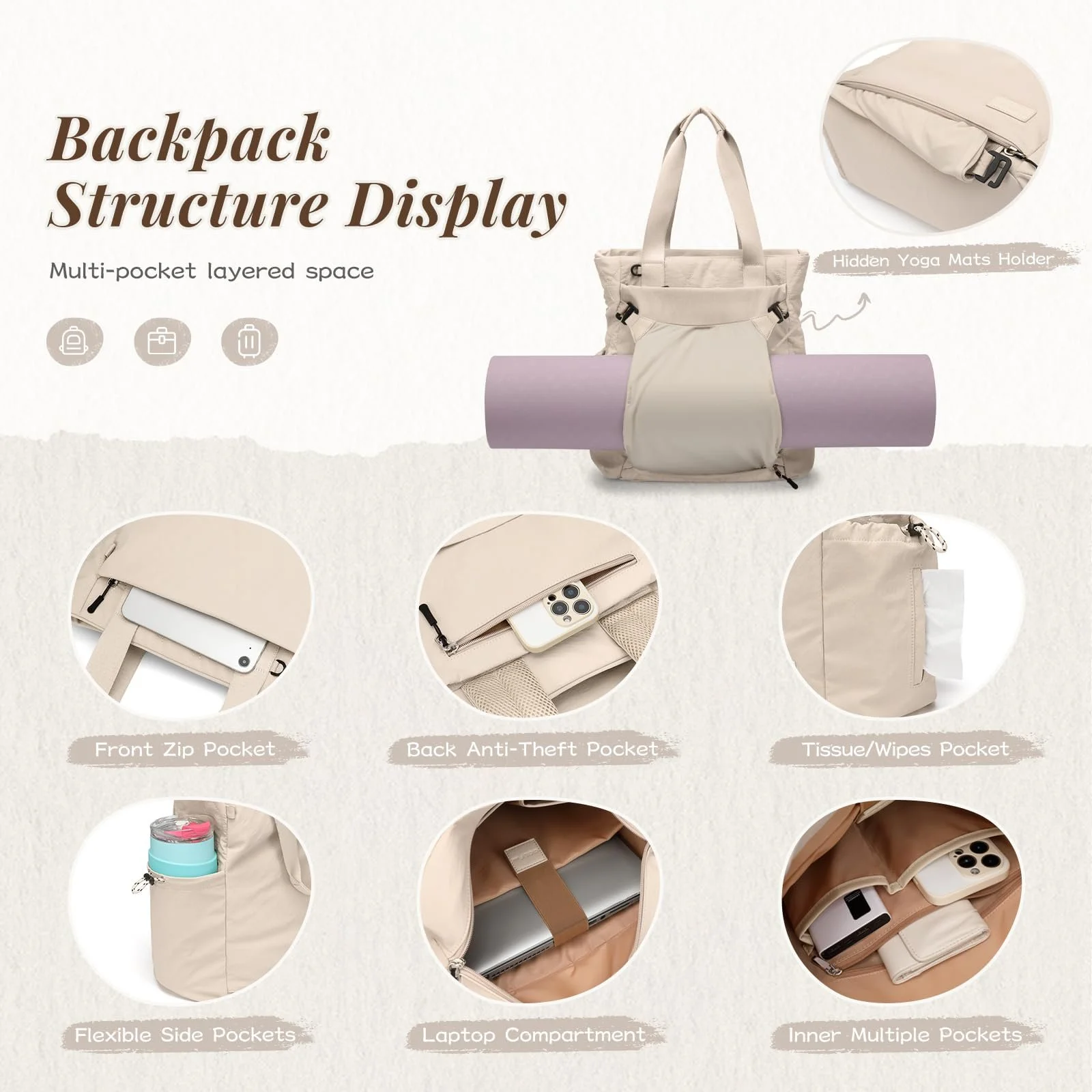 Рюкзак-трансформер GOLF SUPAGS Convertible Yoga Bag стьобаний, фото №8 Рюкзак-трансформер GOLF SUPAGS Convertible Yoga Bag стьобаний, фото №8