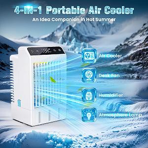 Мобільний кондиціонер Портативний без витяжного шланга Міні з розпилювачем та кольоровим нічним підсвічуванням для дому офісу кемпінгу synthetic.ua - Фото 1