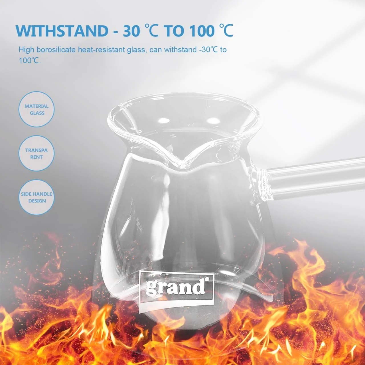 Турка Ciieeo стеклянная с боковой ручкой прозрачная для подогрева молока, маленький молочный чайник, для приготовления горячего шоколада, для растапливания масла для кухни, фото №9