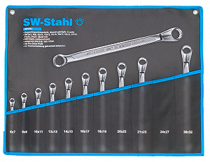 Набор ключей накидных SW-STAHL 00181L, 6-32 мм, изогнутых, 11 предметов - Фото 1
