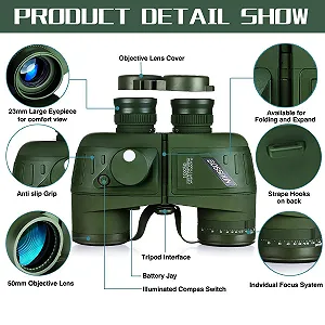 Бінокль Marine 10x50 Морський з нічним баченням, далекоміром та компасом synthetic.ua - Фото 1