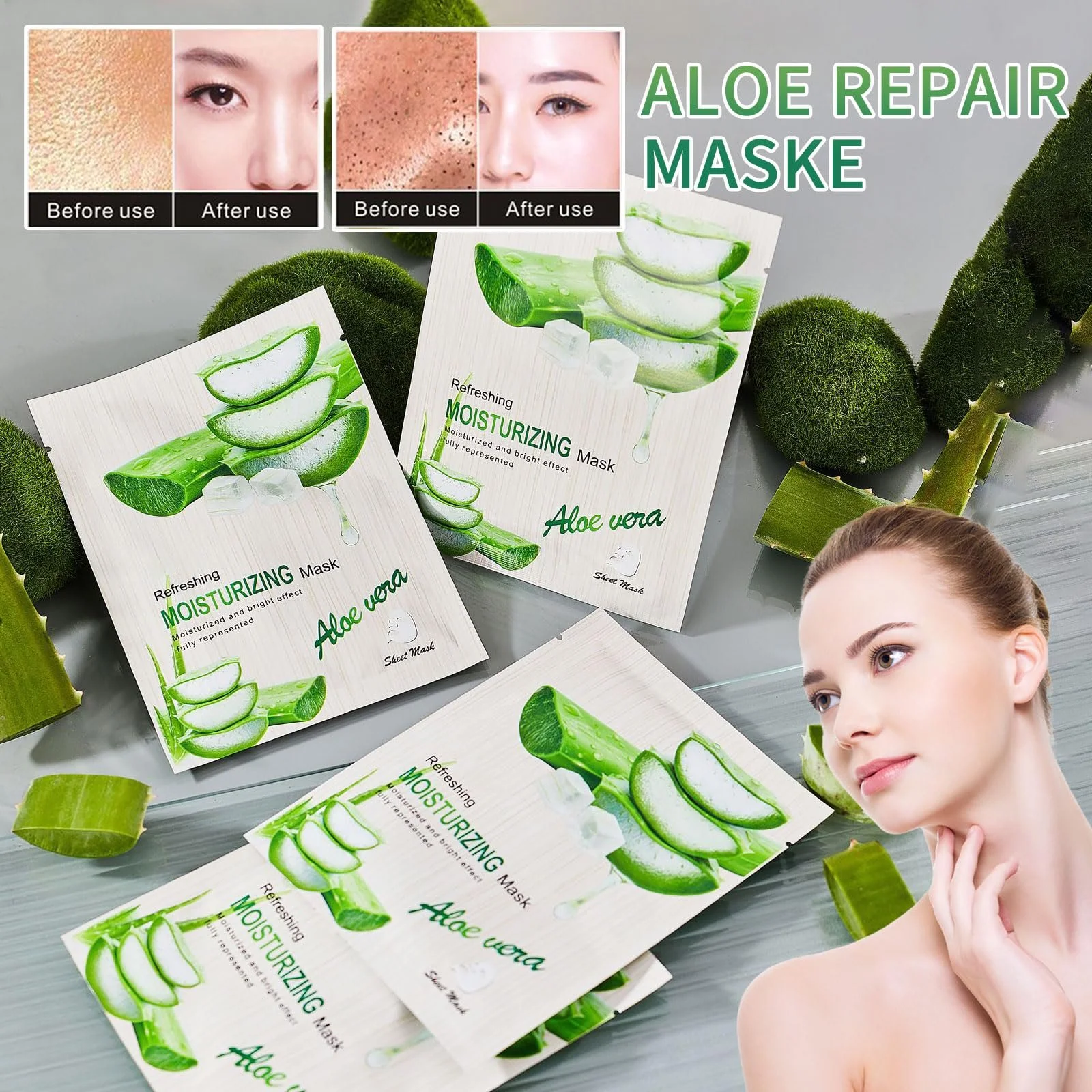 Тканинна Маска для обличчя Shefave Aloe Vera, Зволожуюча (30 мл x 10 Штук), фото №5 Тканинна Маска для обличчя Shefave Aloe Vera, Зволожуюча (30 мл x 10 Штук), фото №5