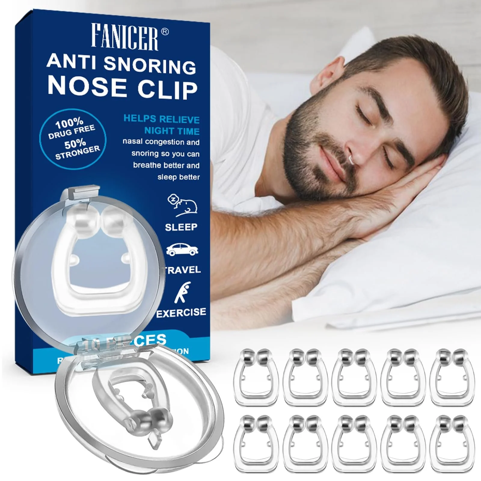 Стопери від хропіння (10 шт.) Магнітна силіконова кліпса для носа Покращує дихання, фото №1 Стопери від хропіння (10 шт.) Магнітна силіконова кліпса для носа Покращує дихання, фото №1