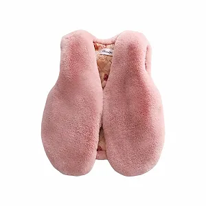 Безрукавка Generisch детская переходная Куртка для девочек Пушистая плюшевая куртка Однотонный меховой жилет Зимний теплый жилет-перекрест Легкий стеганый кардиган Мягкий плюшевый жилет - Фото 1