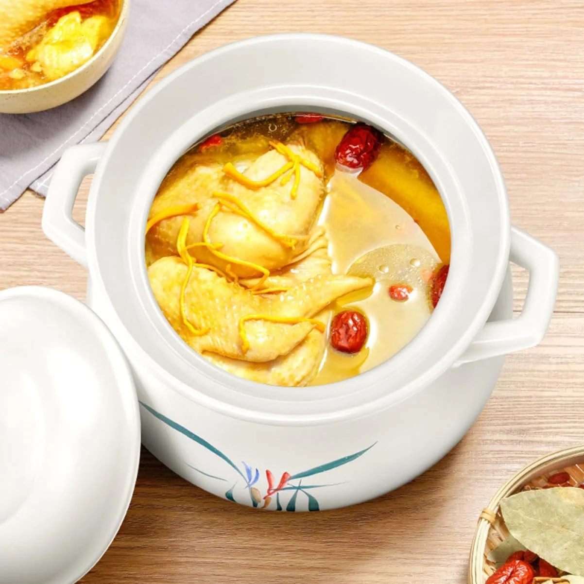 Кастрюля SOLUSTRE Керамическая 2 л Жаростойкая с крышкой для плиты и духовки, фото №4