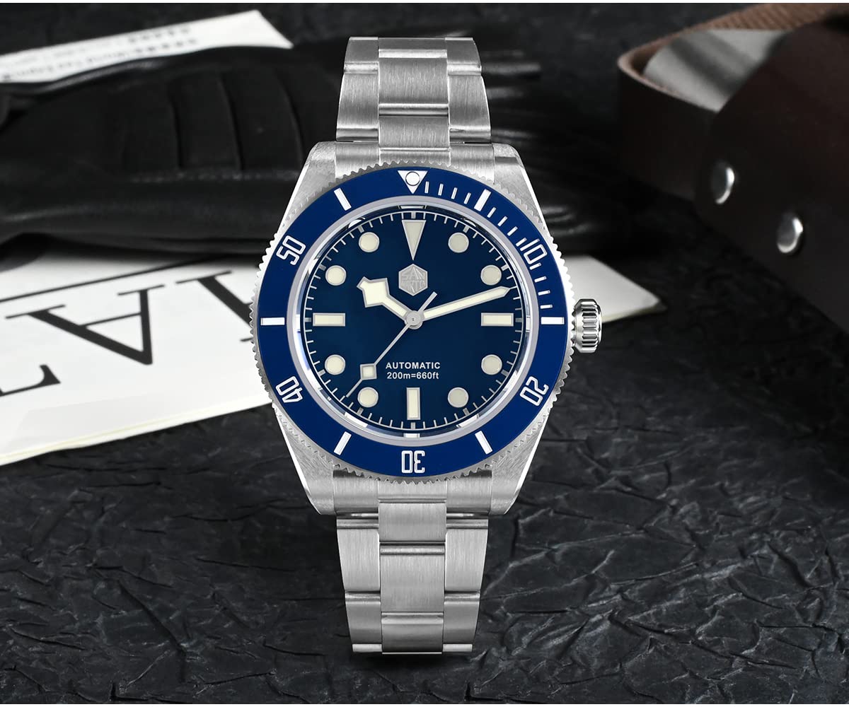 Часы San Martin Vintage BB58 NH35 SN008G Diver Luxury Men's Watch Automatic Mechanical Stainless Steel Business Watches Blue Diver Mechanical, фото №7