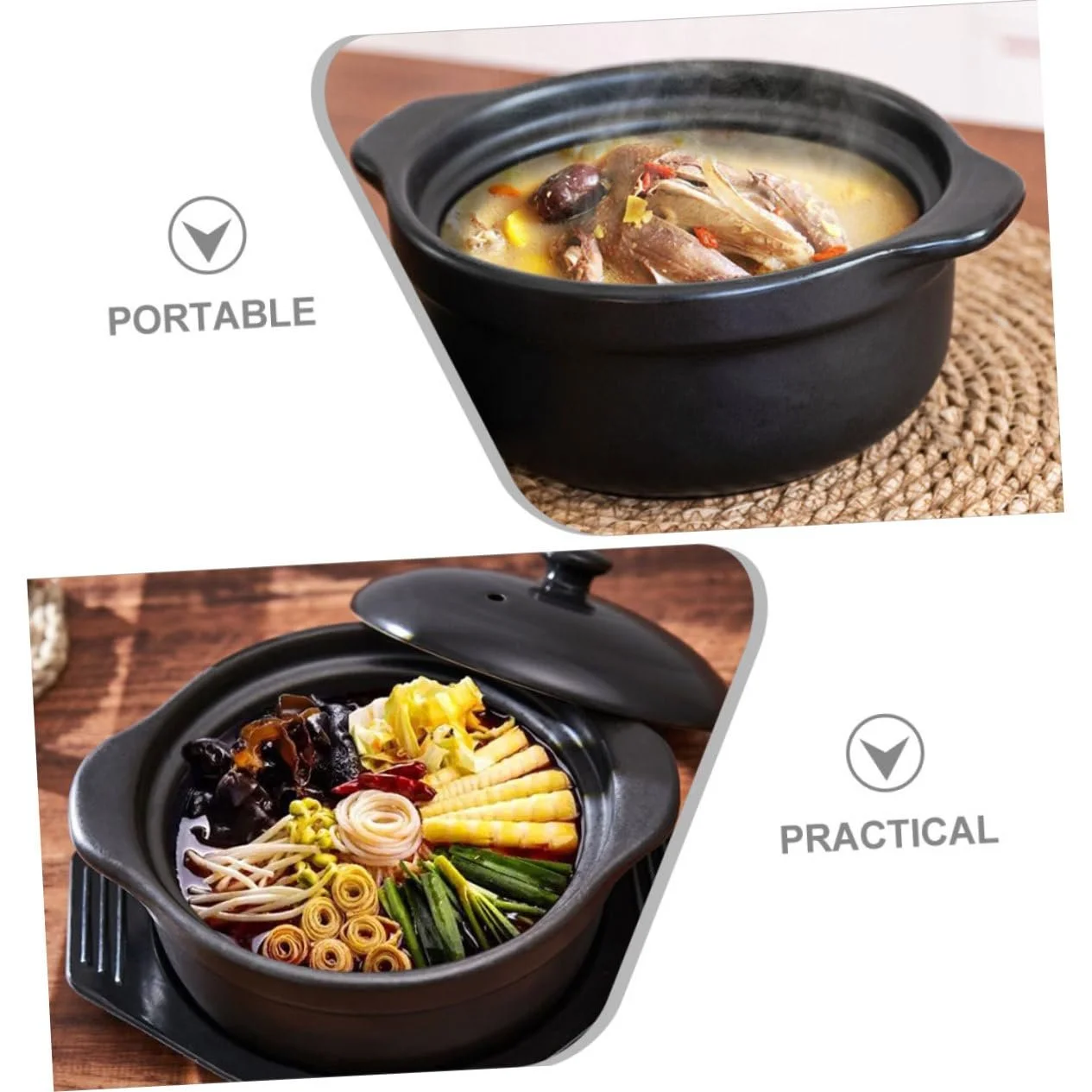 Керамічна каструля з кришкою, антипригарне покриття, подвійна ручка, фото №3