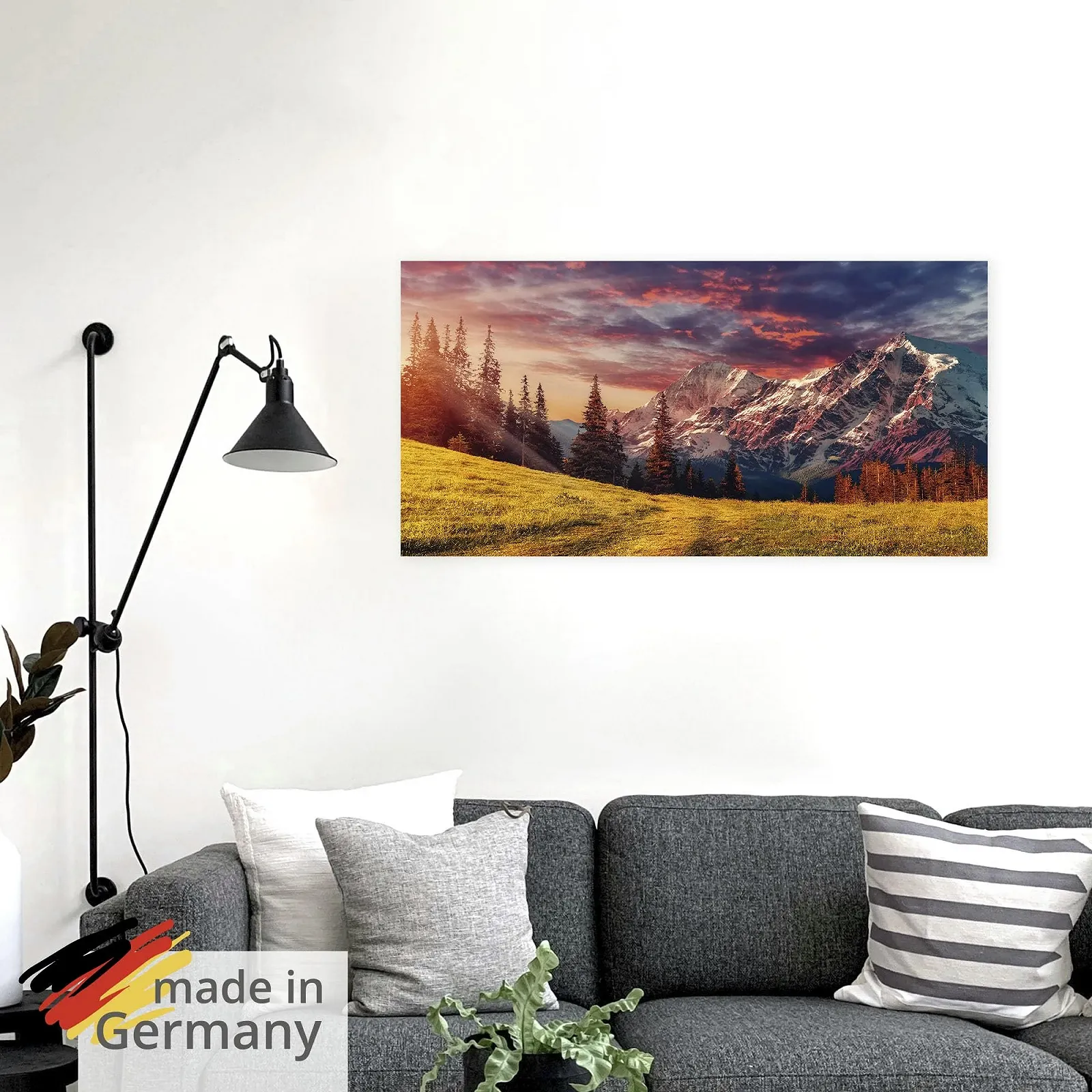 Наклейка на стіну ARTland U1RI Пейзаж Гори Альпи Ліс Захід сонця 100 x 50 см, фото №5