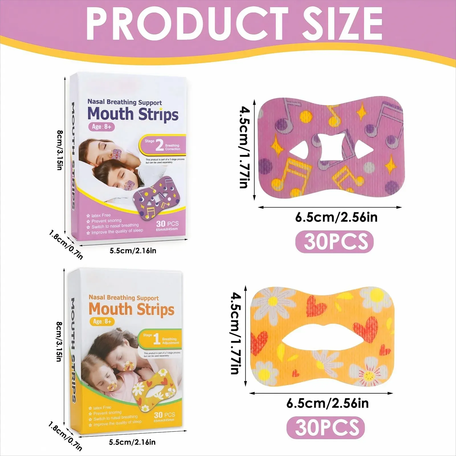 Пластирі для рота для сну 60 шт, М'яка стрічка, фото №2