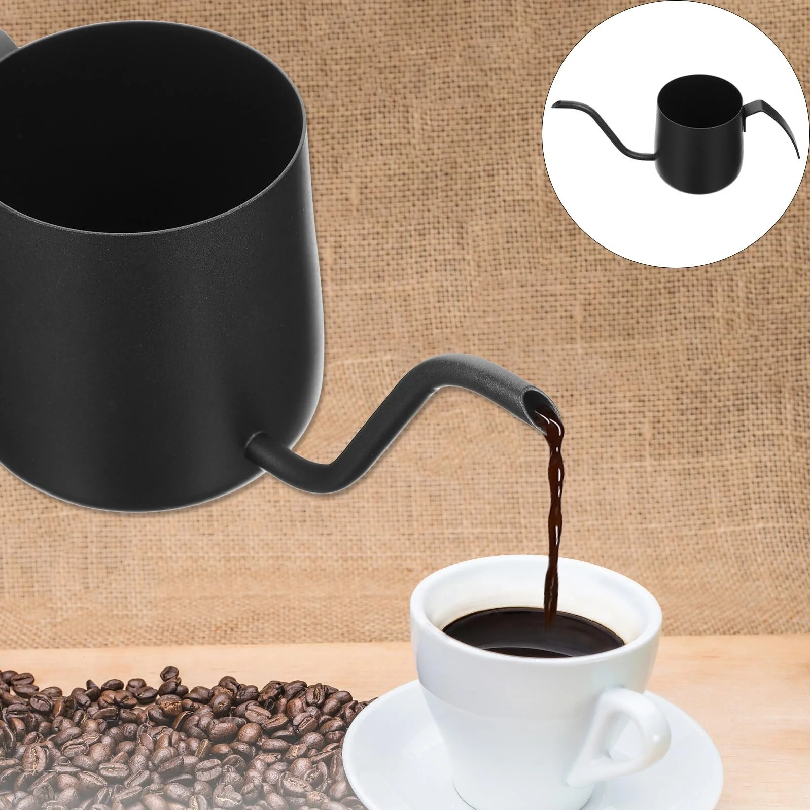 Кавник NUOBESTY Edelstahl 250 мл з довгим носиком та нековзною ручкою, фото №6