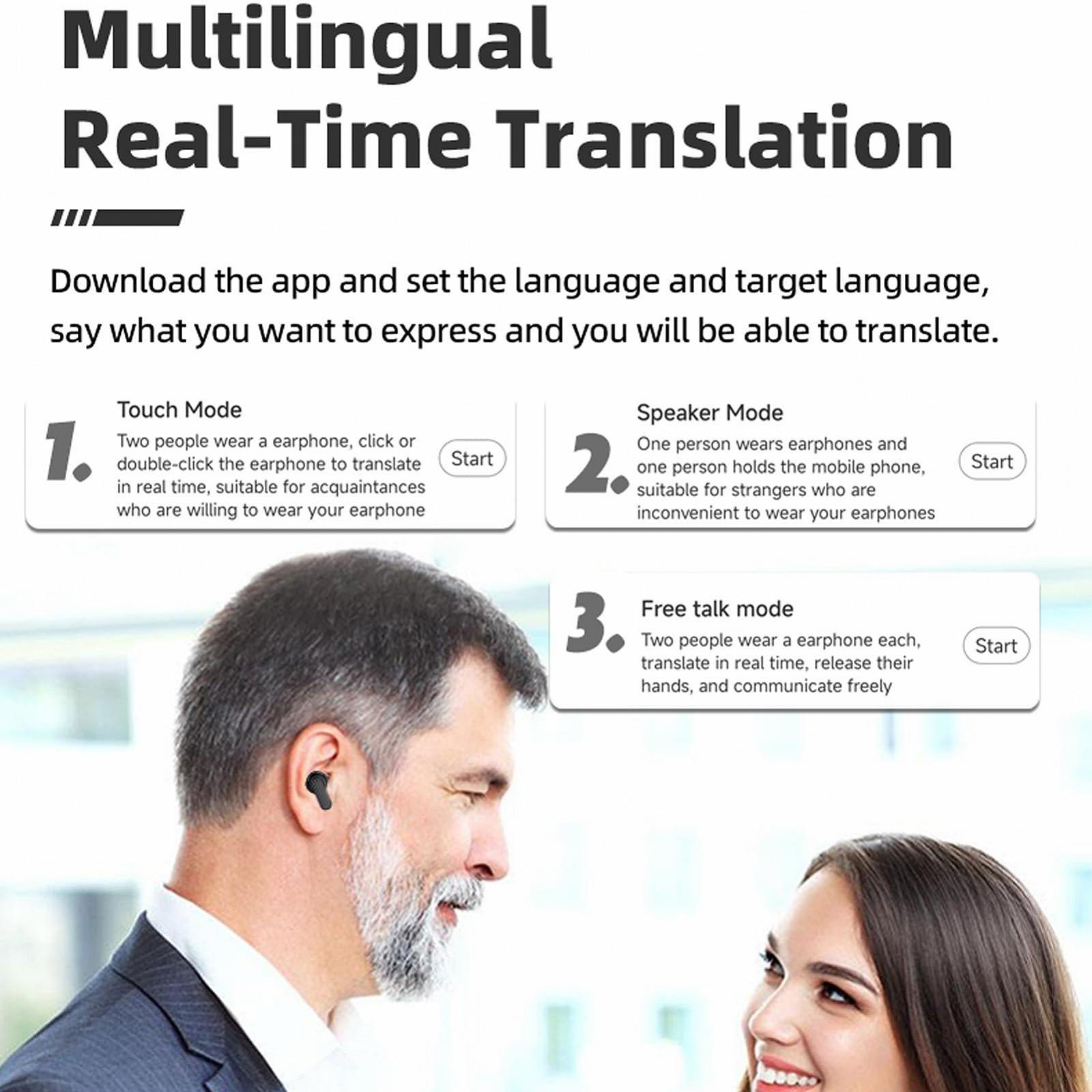 Навушники-перекладач Bluetooth 5.4 Чорний, фото №5