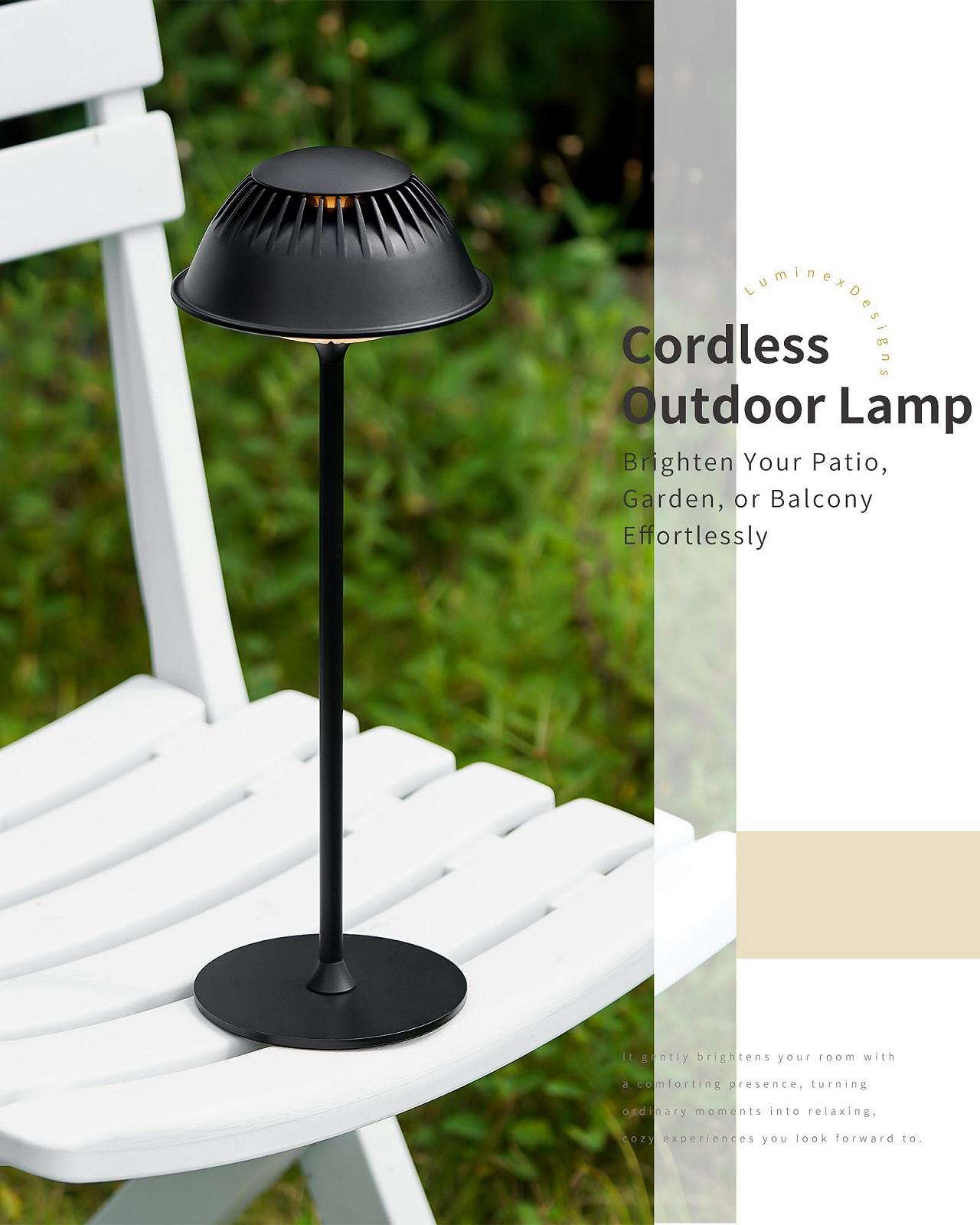 Настільна лампа LuminexDesigns Ретро акумуляторна 2 шт. Чорний, фото №2