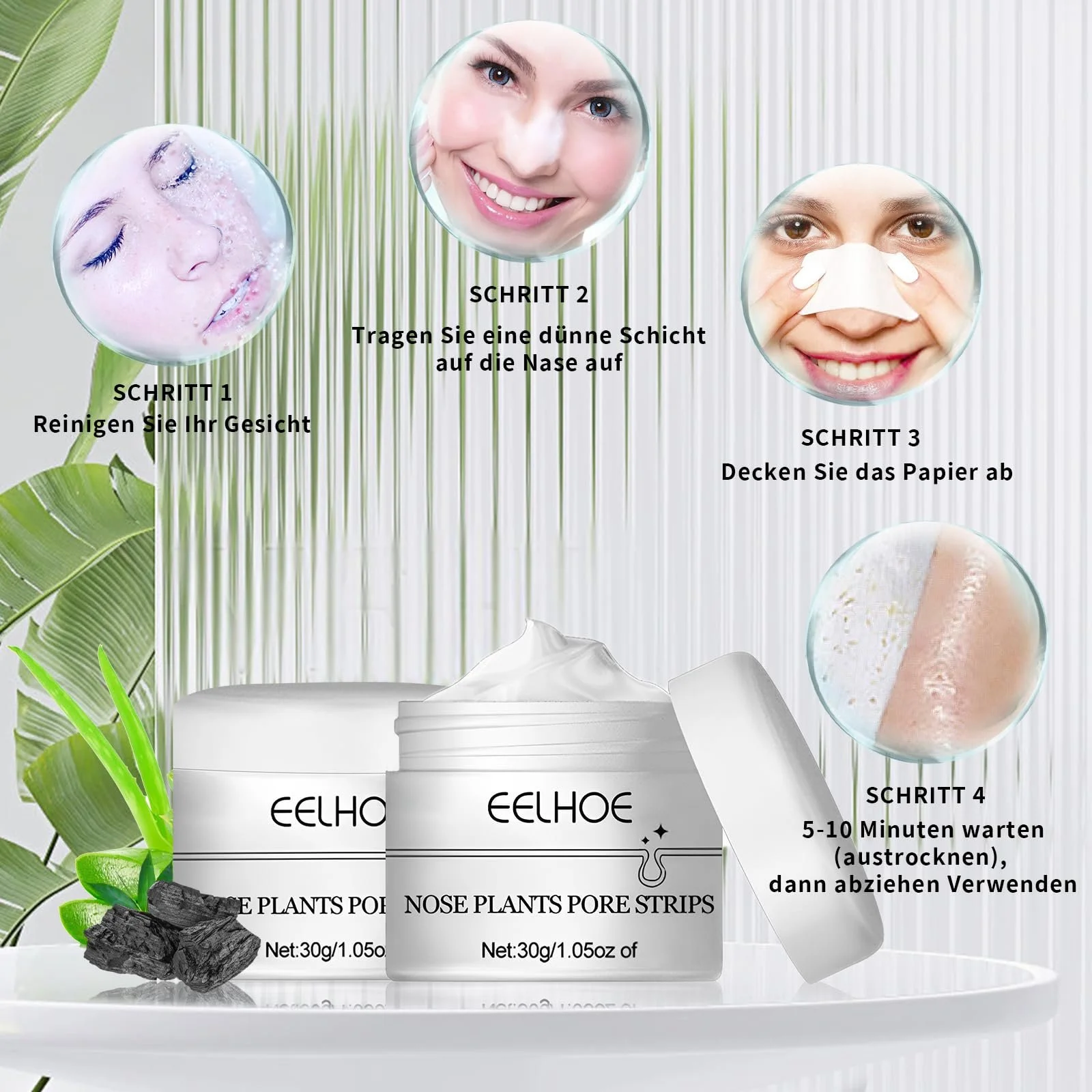 Маска для удаления черных точек (2 шт. в упаковке) Без названия Полоски для очищения черных точек, полоски для пор носа с растительными экстрактами, отрывные полоски для удаления черных точек, глубокое очищение, уход за лицом с 120 листами бумаги, фото №5