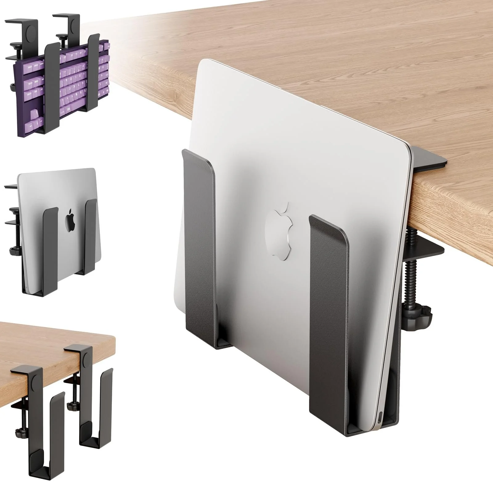 Регулируемая Подставка для Ноутбука с Зажимом для Столов - Без Сверления - Вертикальное Крепление из Нержавеющей Стали сбоку Стола для Ноутбуков, Планшетов, Клавиатур - Полочка для Устройств до 38 мм, фото №1