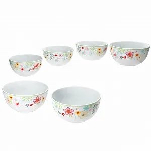 Миска MamboCat Variant Flower Набор из 6 штук 14.3 см 450 мл Цветной synthetic.ua - Фото 1
