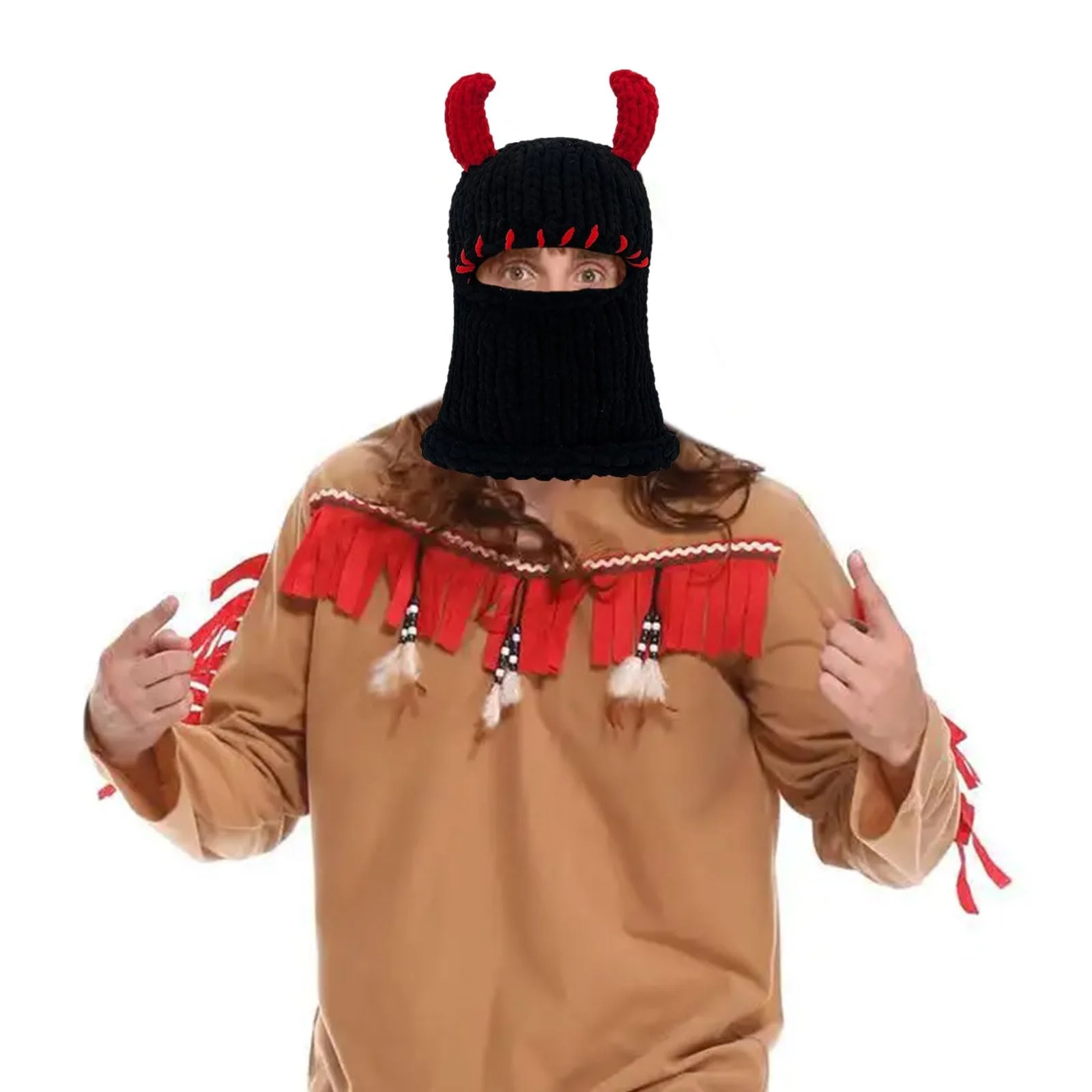 Шапка с рогами дьявола Limtula, дышащая, теплая, зимняя шапка, маска для лица, ветрозащитная, фото №8 Шапка с рогами дьявола Limtula, дышащая, теплая, зимняя шапка, маска для лица, ветрозащитная, фото №8