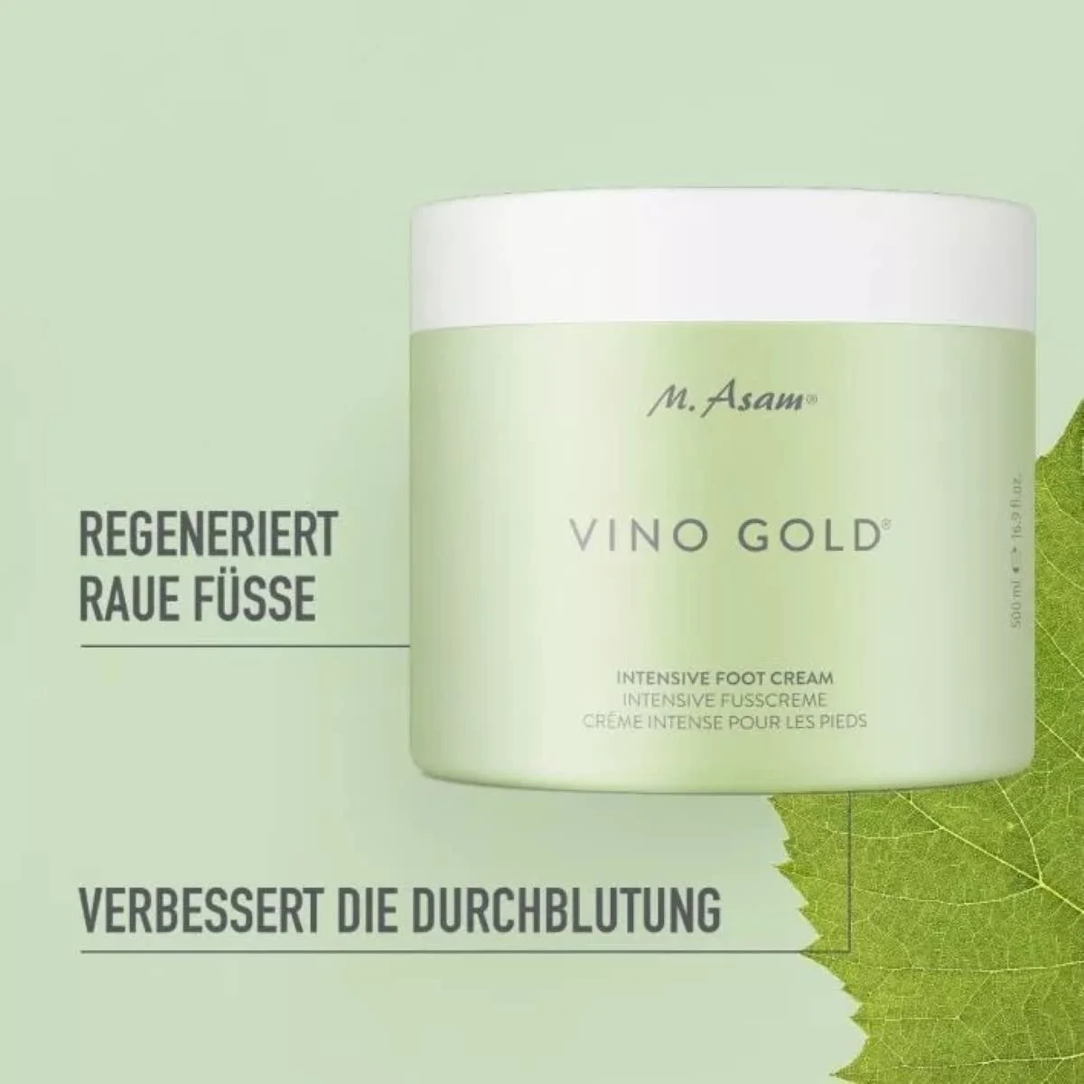 Интенсивный крем для ног M Asam VINO GOLD Освежающий С конским каштаном Веганский 500 мл, фото №2