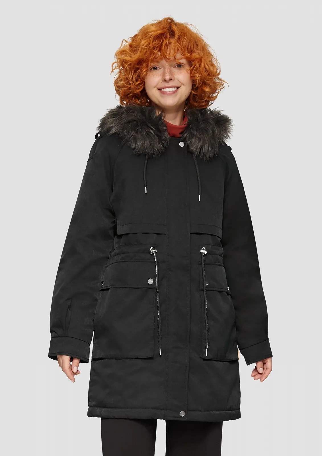 Жіноче пальто QS зі знімним штучним хутром, фото №3