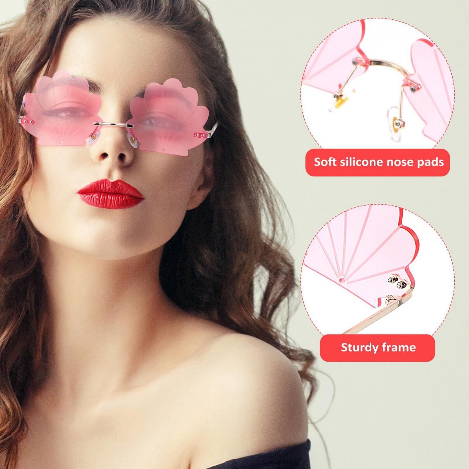 Сонцезахисні Окуляри Без Оправи LIFKOME Унісекс для Вечірок, рожевий, фото №6