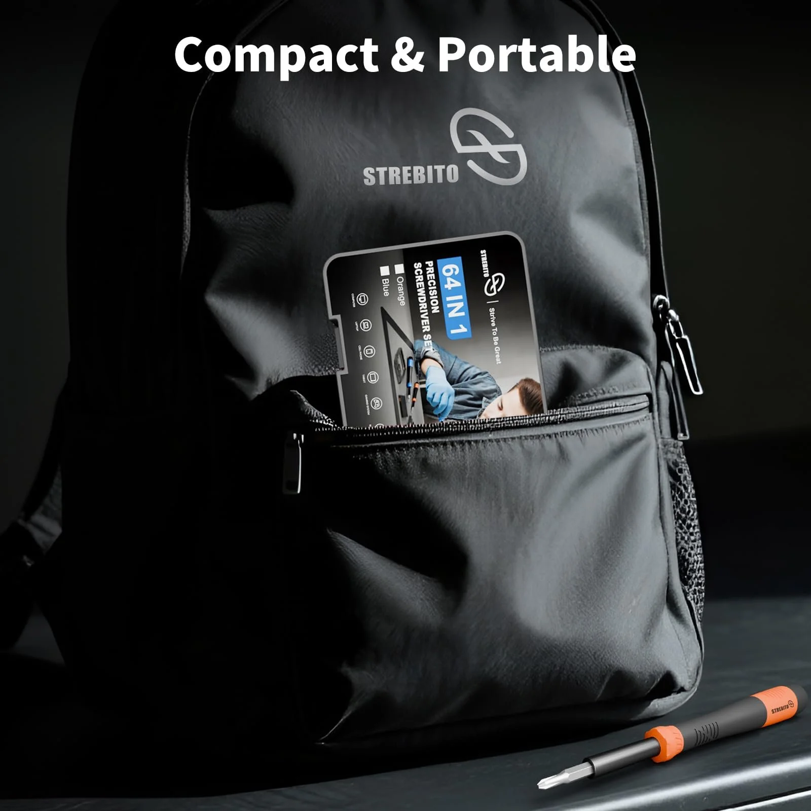 Набір прецизійних викруток STREBITO 64 предмети магнітний з аксесуарами, фото №7