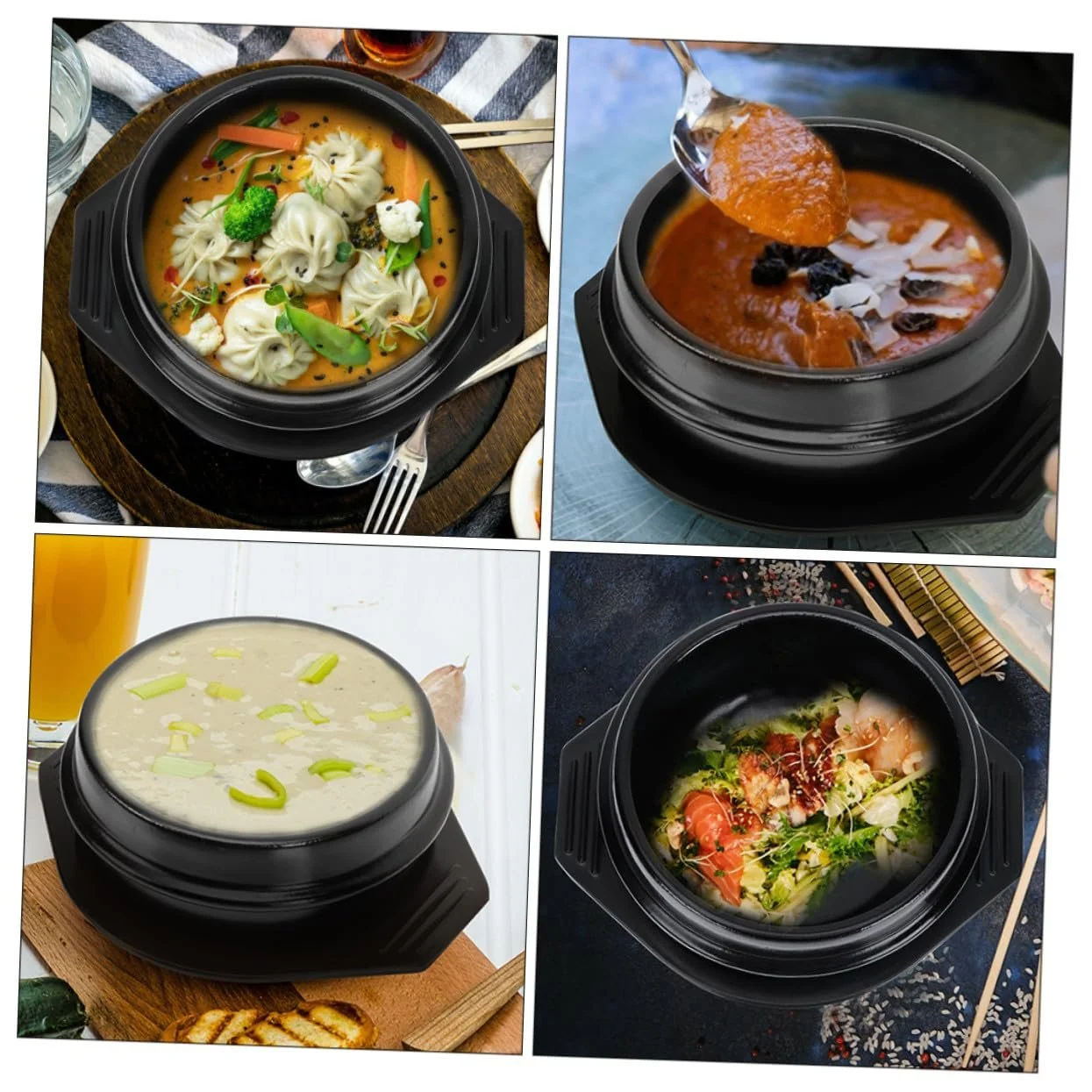 Горшок для бибимбапа керамический круглый термостойкий с вентиляцией и двумя ручками, фото №8