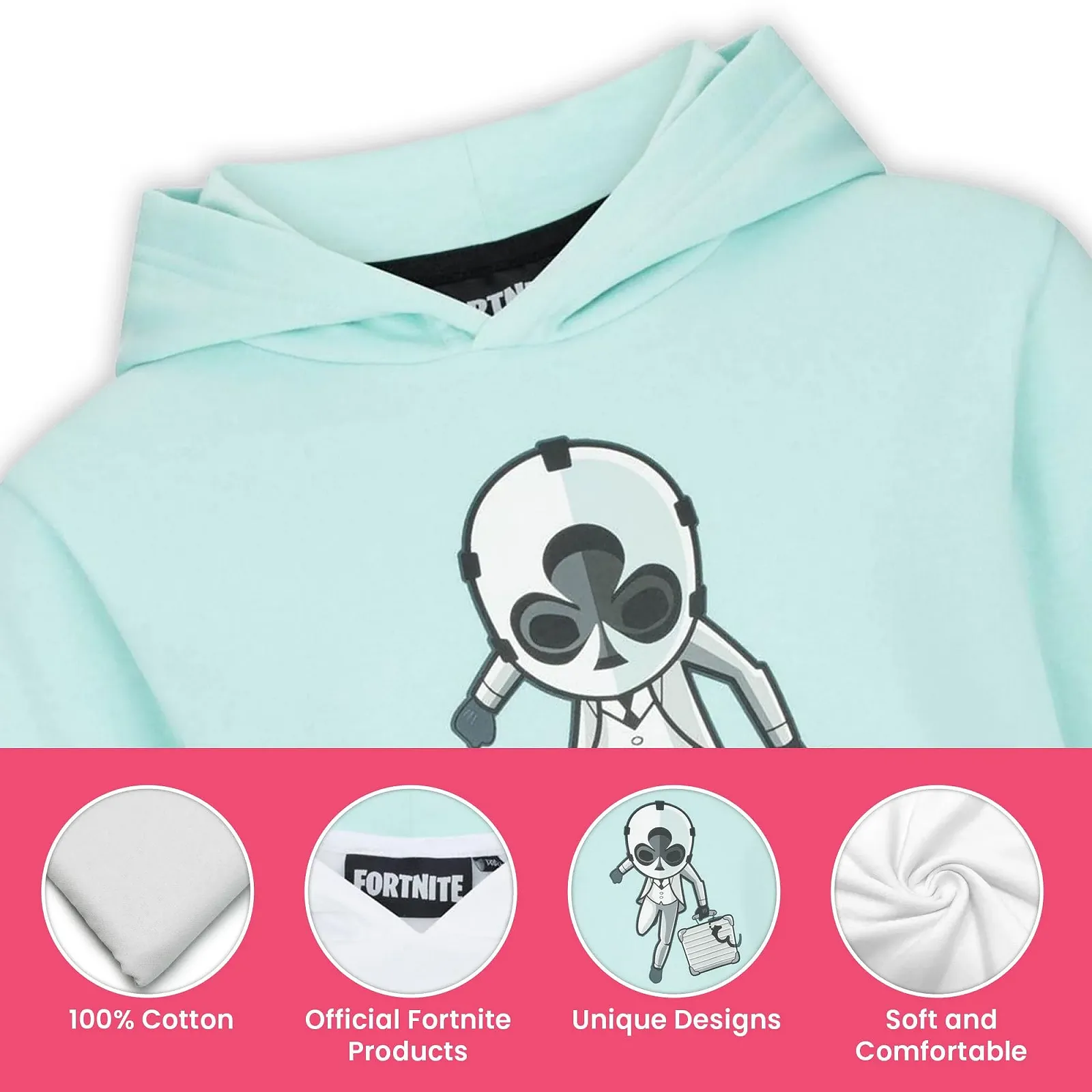 Худі Epic Games Fortnite Wild Bunch Aqua для дітей, фото №3 Худі Epic Games Fortnite Wild Bunch Aqua для дітей, фото №3