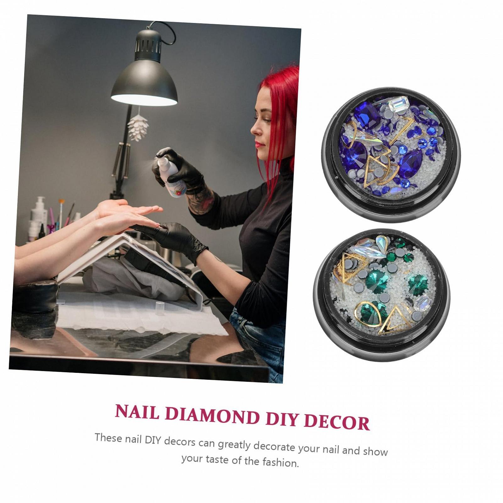 Наклейки для ногтей (2 коробки) Стразы для ногтей, гипсовые наклейки для ногтей, штамп для ногтей, аксессуары для DIY украшения ногтей, блестки для ногтей, фото №2