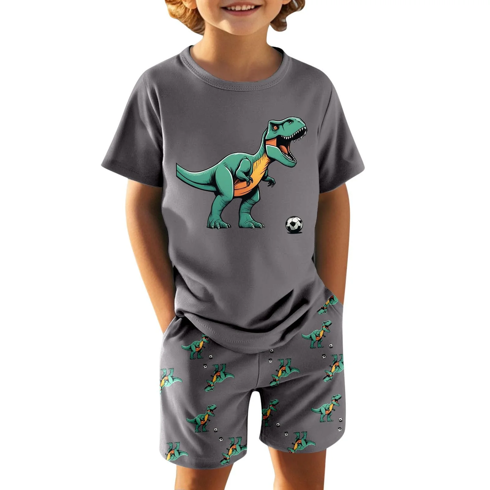Комплект пижам детский (2 шт) Хлопок Динозавр, фото №2