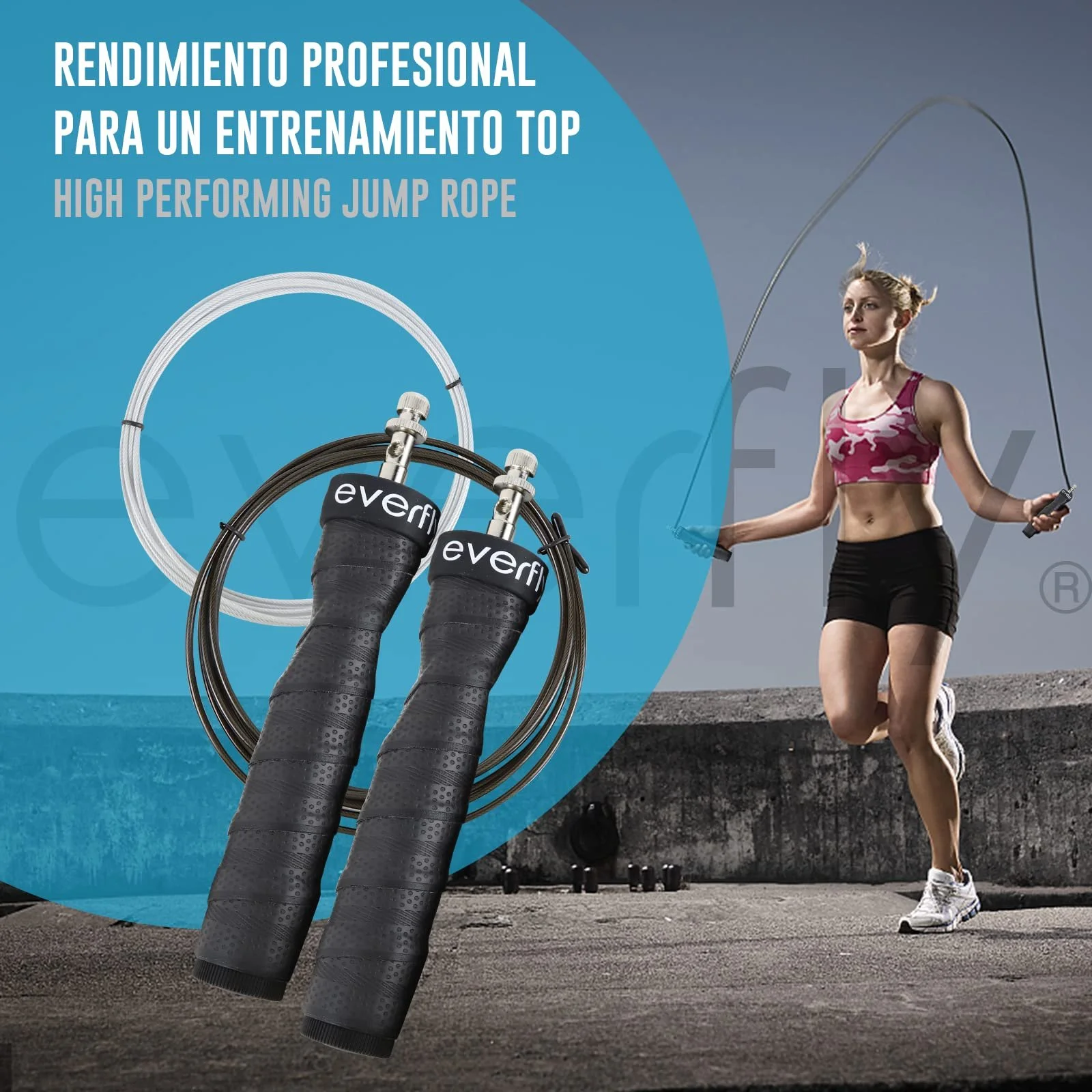 Скакалка EVERFLY Crossfit 2 кабелі 2 мм і 2.5 мм із протекторами професійна регульована високошвидкісна, фото №6 Скакалка EVERFLY Crossfit 2 кабелі 2 мм і 2.5 мм із протекторами професійна регульована високошвидкісна, фото №6