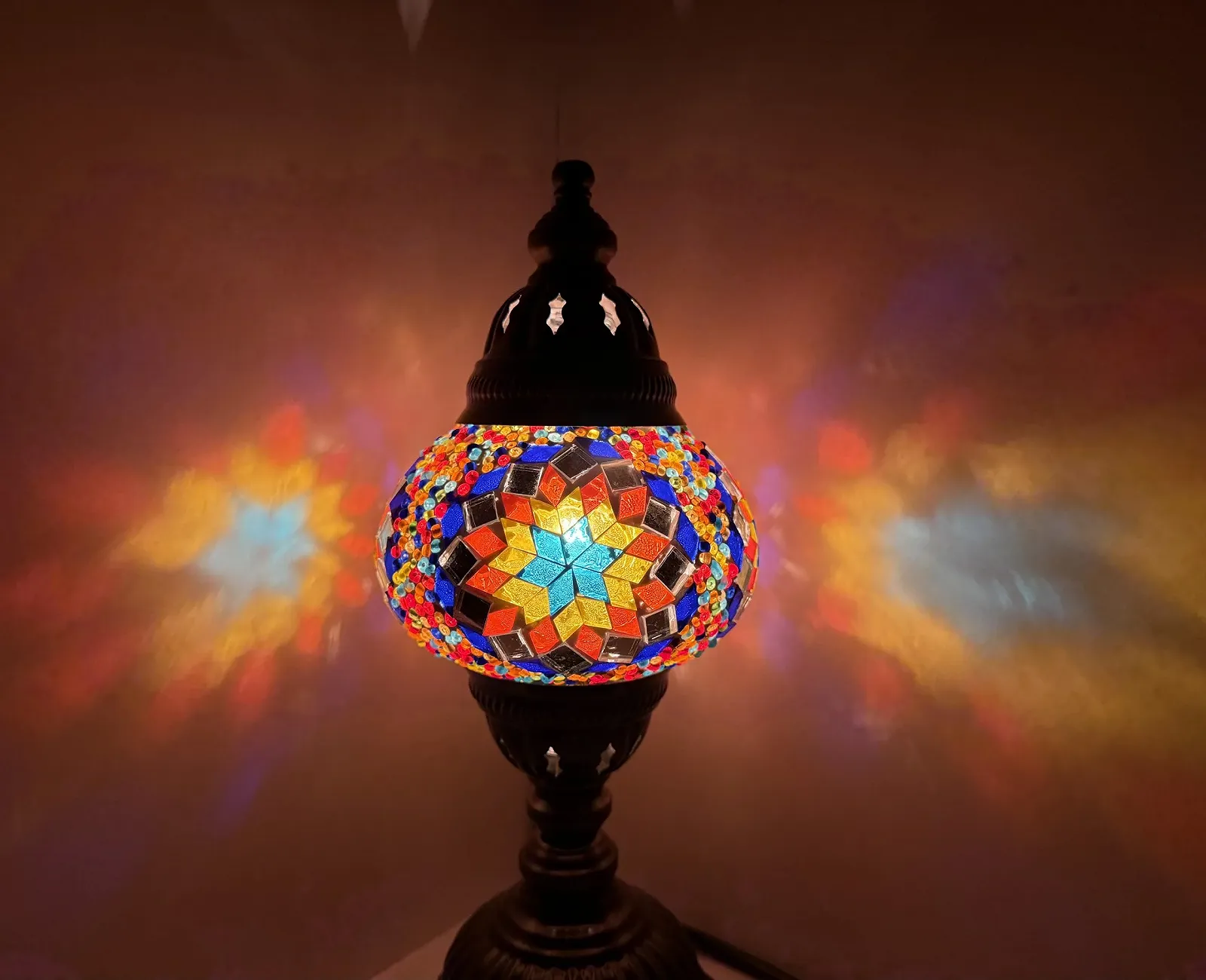 Мозаїчна настільна лампа Samarkand Lights M 27 см Різнокольоровий, фото №2