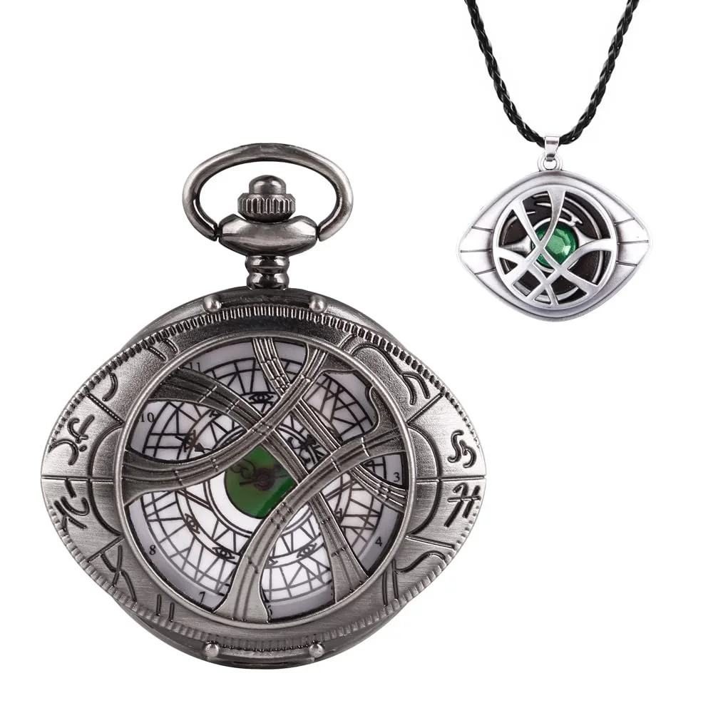 Кишеньковий годинник кварцовий з ланцюжком, Череп, Set-qz303-0720, фото №4