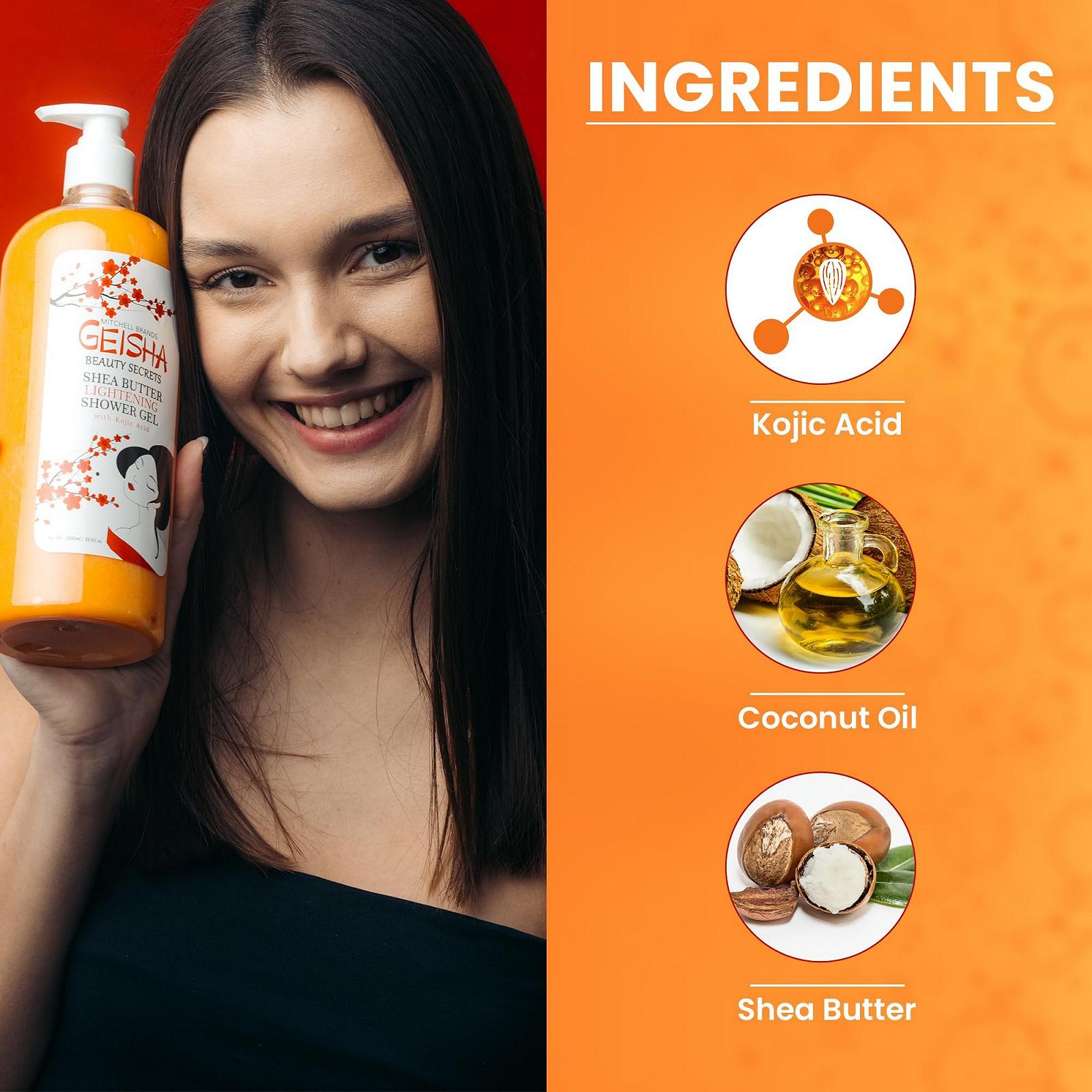 Гель для душу Geisha Kojic Acid освітлюючий 1000 мл, фото №2