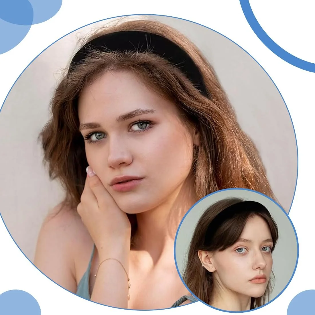 Набір оксамитових обручів 3 шт. Чорний, фото №6 Набір оксамитових обручів 3 шт. Чорний, фото №6