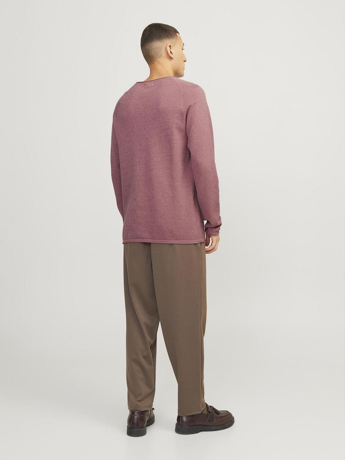Джемпер JACK & JONES JJEHILL Мужской вязаный с круглым вырезом Базовый Длинный рукав Хлопковая рубашка, фото №3