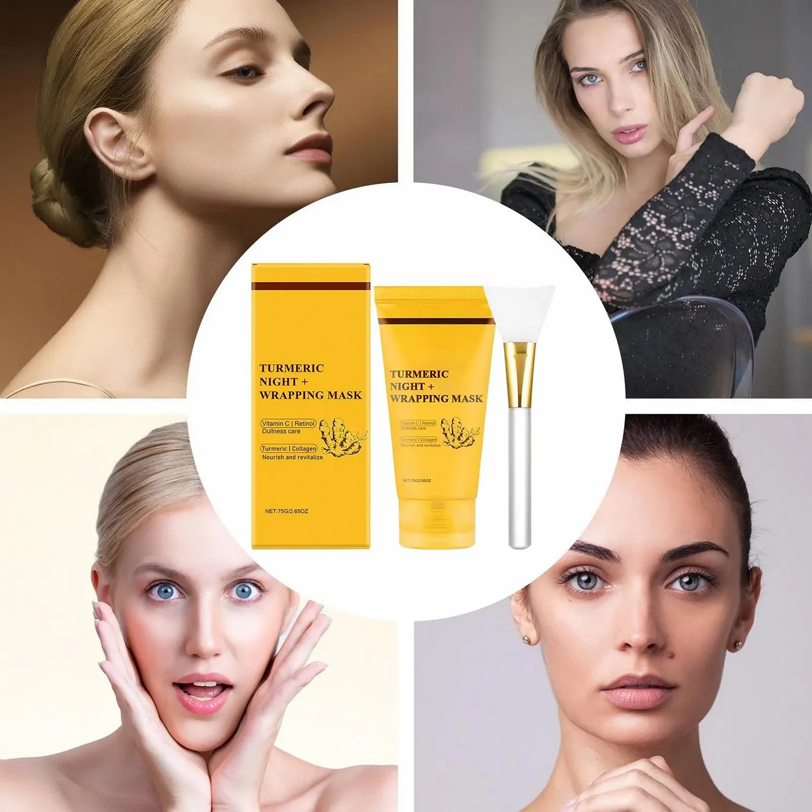 Маска для лица Iouyjiu Overnight Wrapping, ночная увлажняющая маска для сияющего цвета лица с куркумой, улучшает эластичность кожи, 5,08 x 2,48 дюймов, фото №5