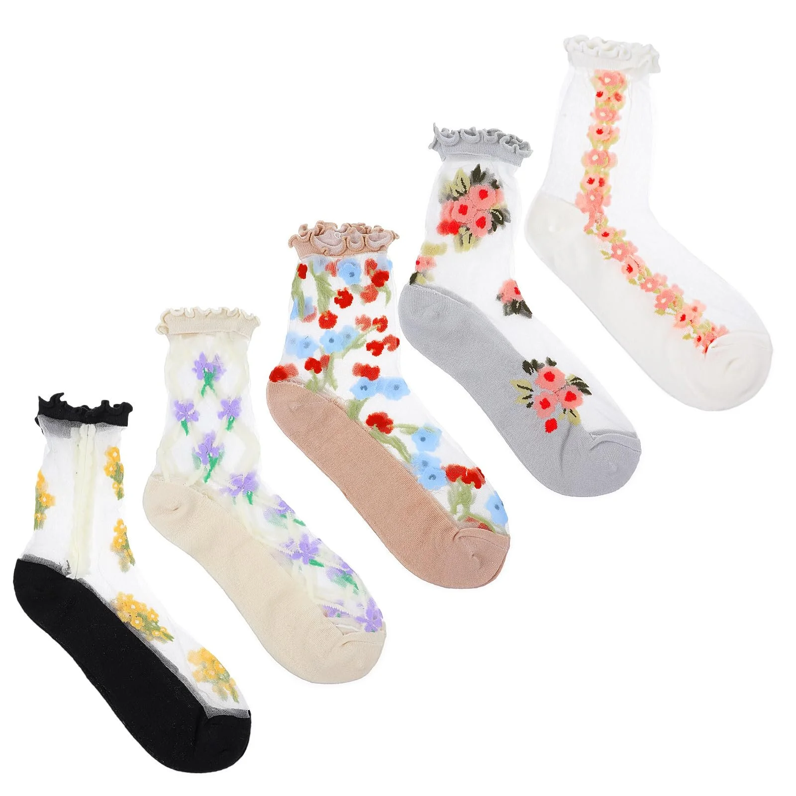 Шкарпетки з рюшами Жіночі Floral Socks, One size (5 пар), фото №8