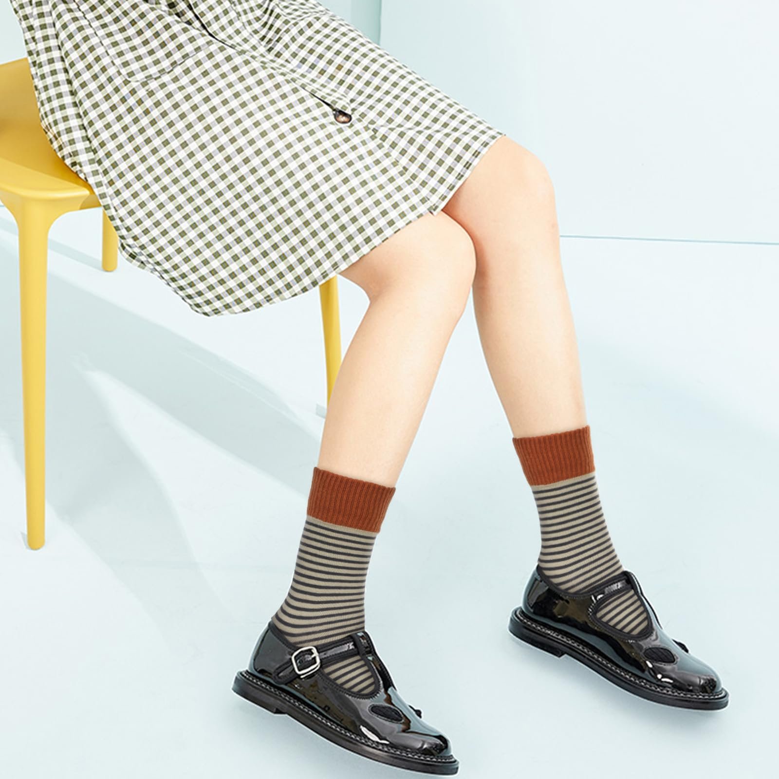 Носки Ouligay, 4 пары, хлопковые, цветные, спортивные носки, теннисные носки, ретро, полосатые, для бега, тенниса, работы, отдыха, спорта, фото №2