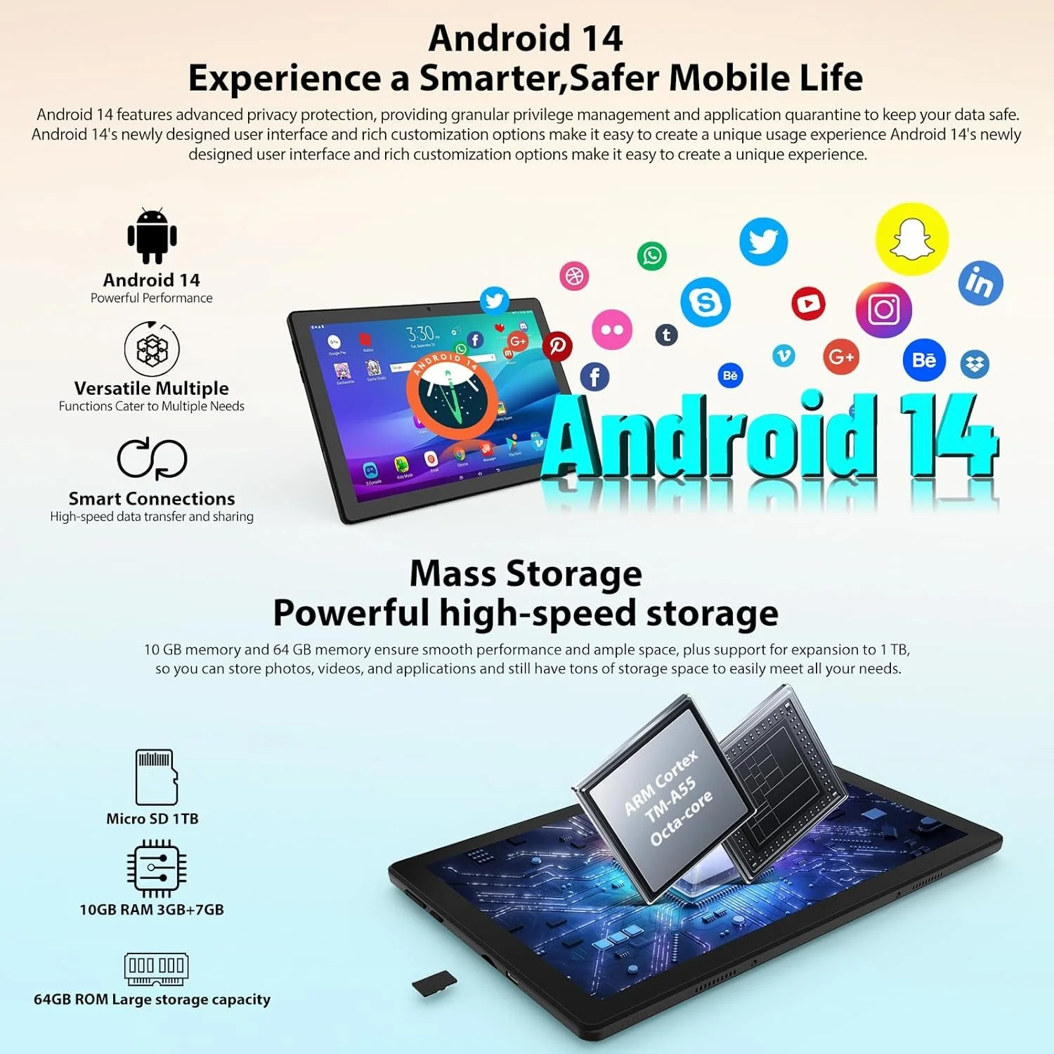 Планшет 10,1" WQPLO A10 (3+7)/64 ГБ 4G 8 ядер Android 14 5000 mAh Черный, фото №3 Планшет 10,1" WQPLO A10 (3+7)/64 ГБ 4G 8 ядер Android 14 5000 mAh Черный, фото №3