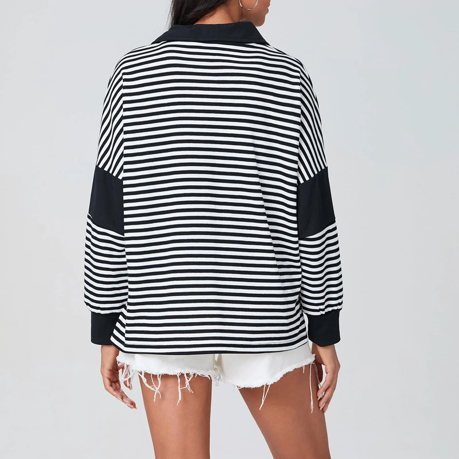 Жіночий смугастий світшот SANSIWU, контрастний колір, фото №8 Жіночий смугастий світшот SANSIWU, контрастний колір, фото №8