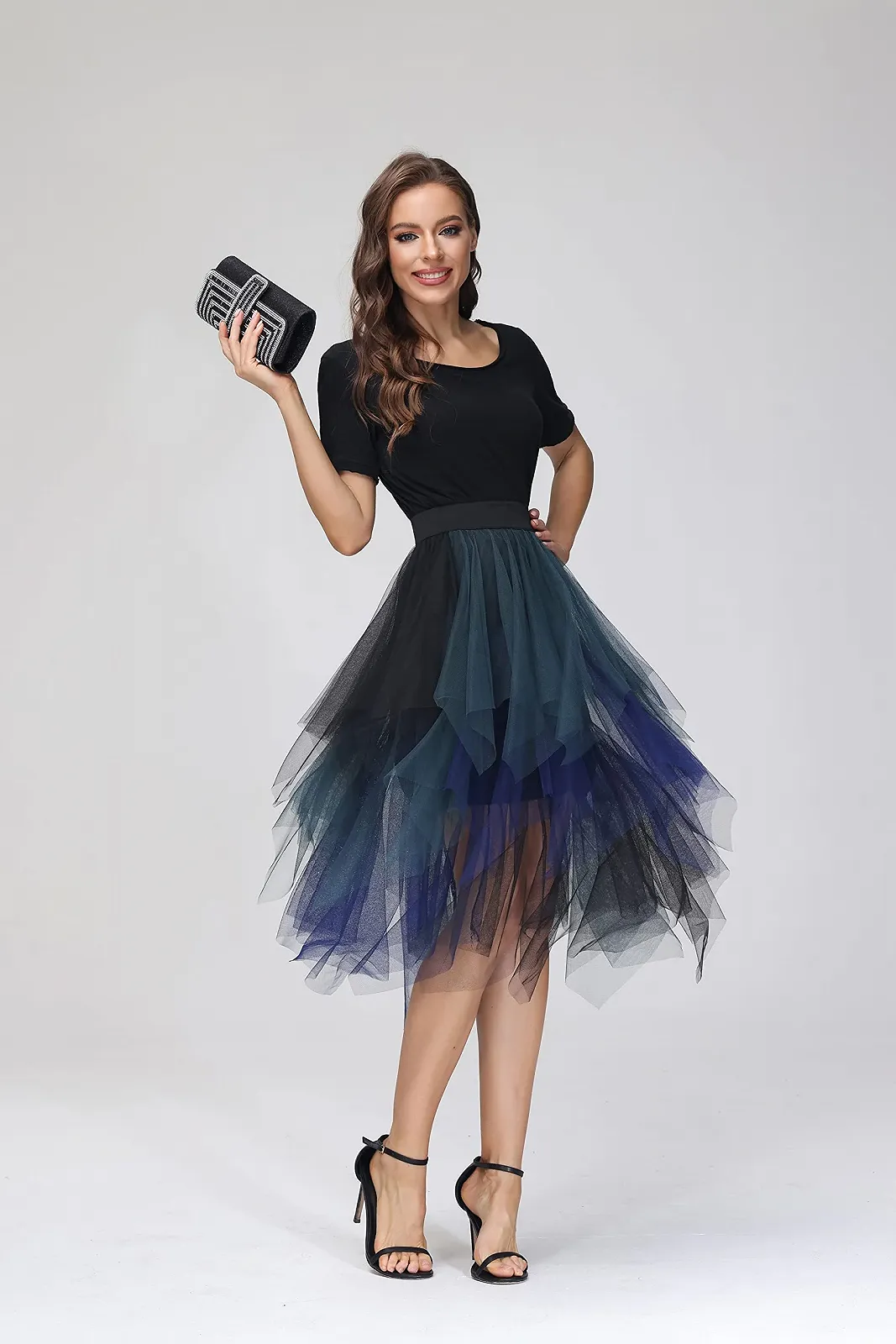 Плиссированная Юбка Тюлевая Юбка Асимметричные Юбки Короткая Юбка-Скейтера Миди Юбка Летняя Юбка, фото №6