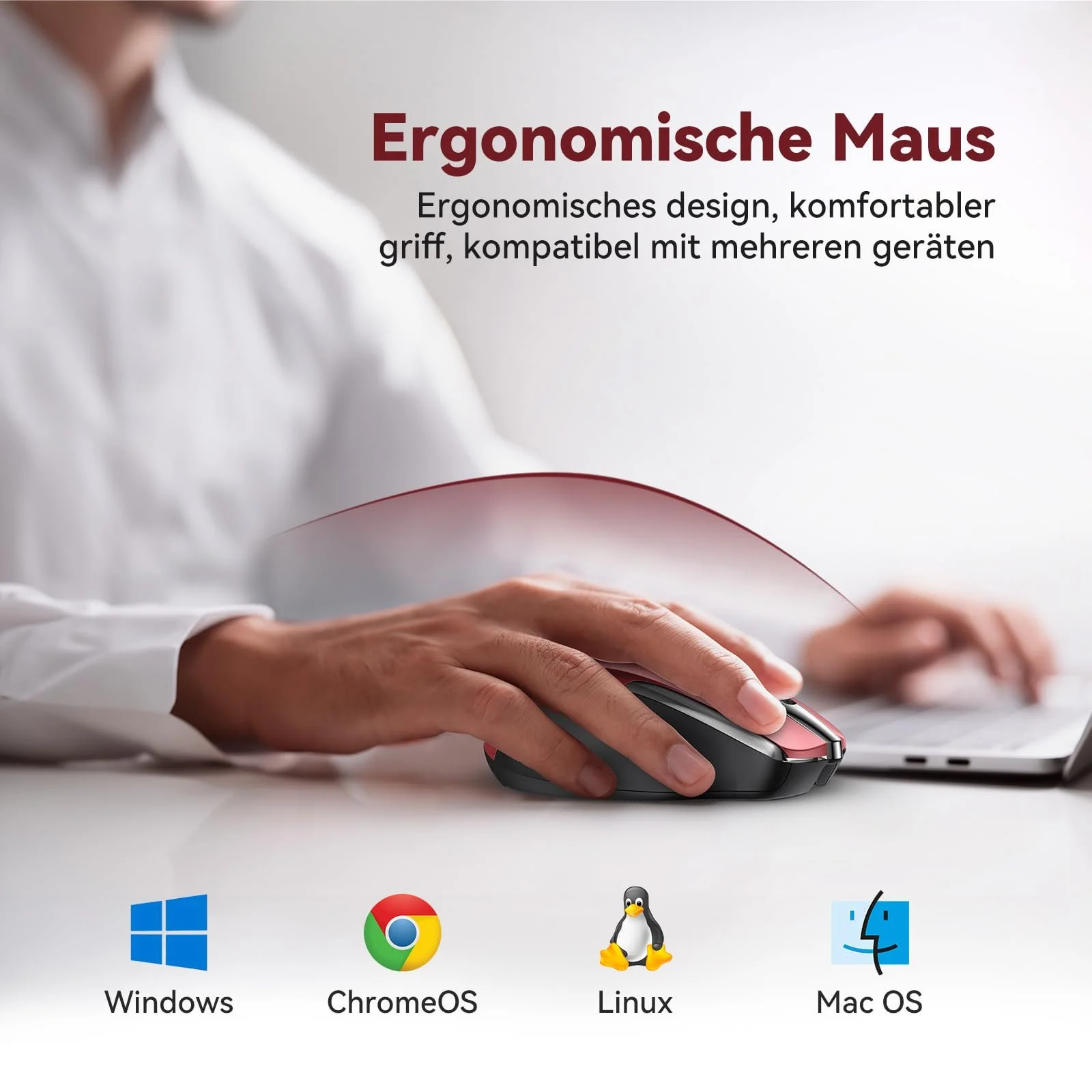 Мышь Беспроводная TechRise Bluetooth 2.4G, 4800 DPI, перезаряжаемая, эргономичная с USB-A ресивером, 6 уровней DPI, тихая, фото №6