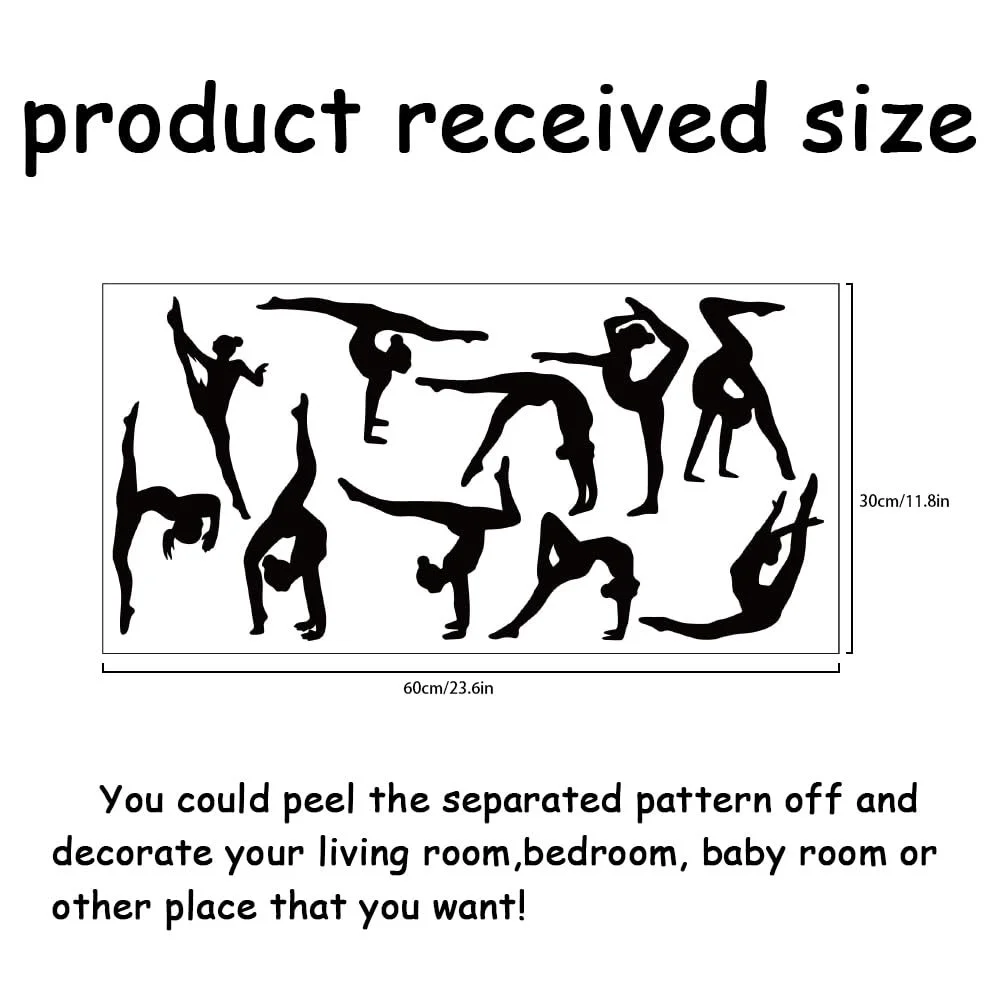 Наклейка на стіну SUPERDANT Gymnastics Pose самоклеюча вінілова DIY Black White, фото №2