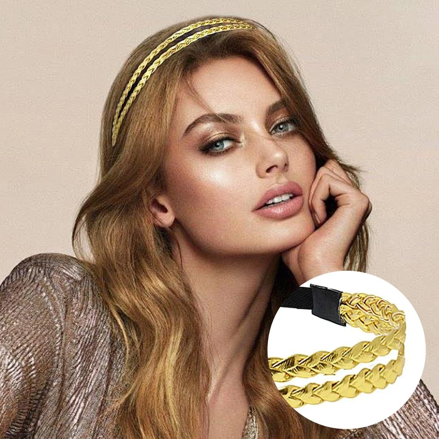 Набір плетених еластичних пов'язок для волосся, фото №3