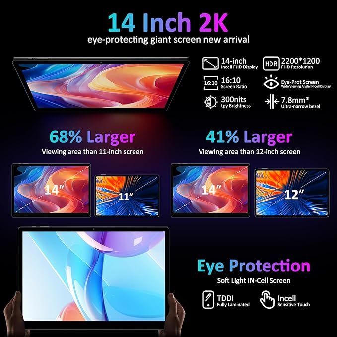 Планшет 11" Full HD DEEMWOLF P7 12+24/256 ГБ 4G 2 SIM 8 ядер Android 14 11580 мАч Black, фото №2