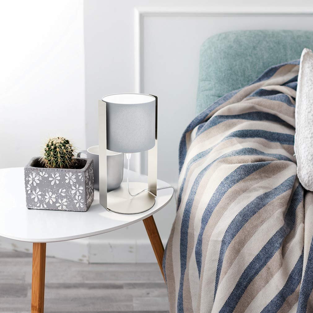 Настільна лампа EGLO Siponto Modern сталь та текстиль нікель матовий сіра E27, фото №3