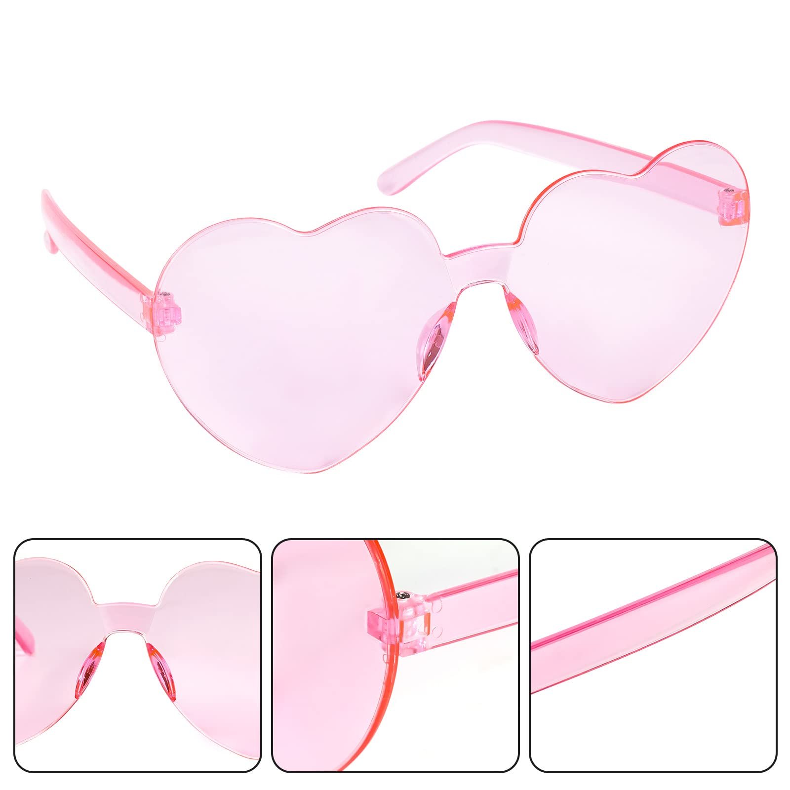 Солнцезащитные очки LUTER Без оправы Сердце Желтый, Розовый, Фиолетовый, Малиново-красный, Прозрачный зеленый, Прозрачный, 6 шт, фото №3