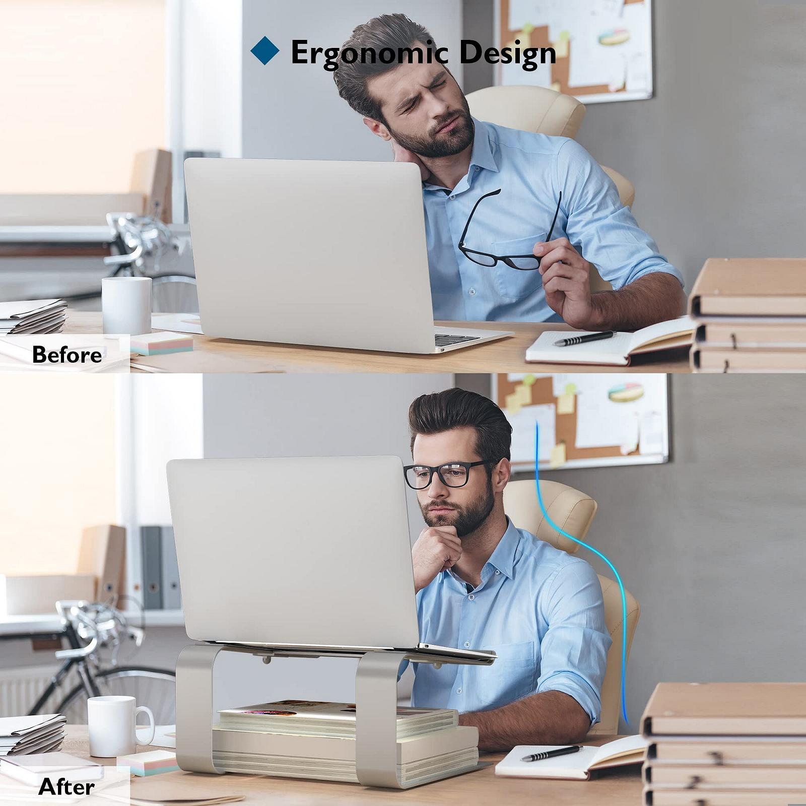 Підставка для ноутбука BONTEC Ергономічна Сумісна з 10-17.3 дюймовими нутбуками Срібляста, фото №2 Підставка для ноутбука BONTEC Ергономічна Сумісна з 10-17.3 дюймовими нутбуками Срібляста, фото №2