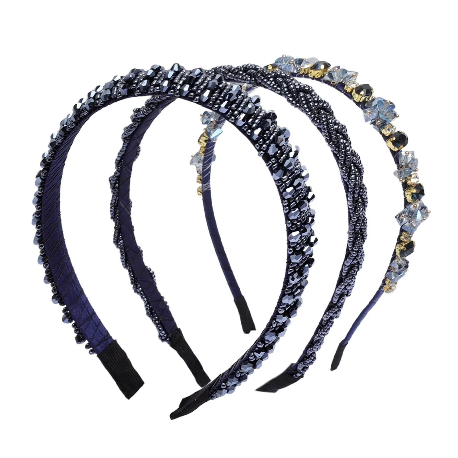 Обруч Ретро Стрази Жіночий, 3 шт., Кришталеві намистини, фото №1